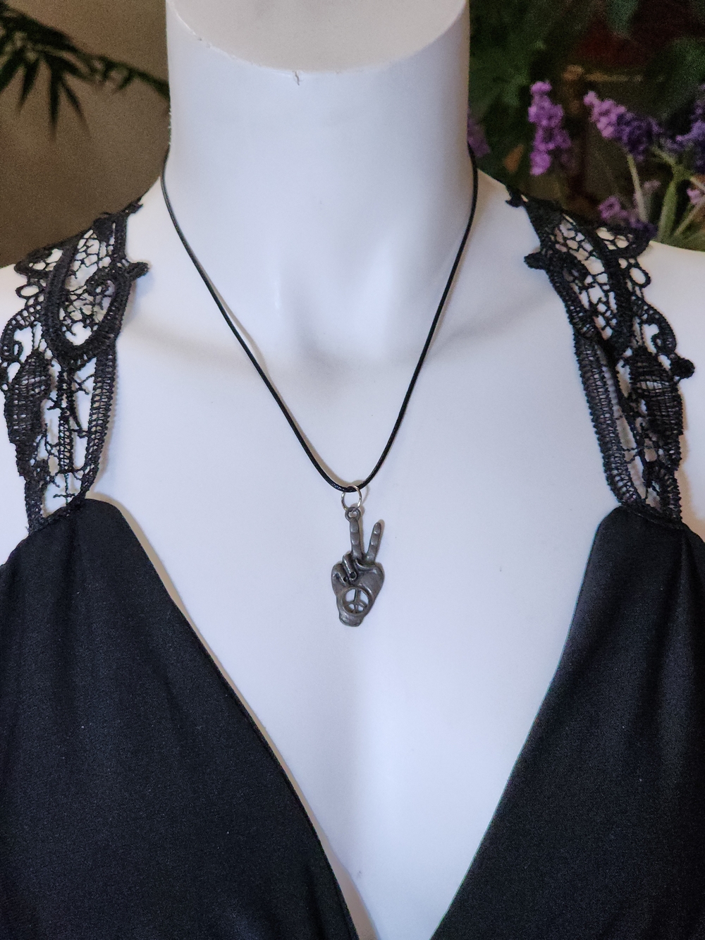 Hippie Necklace with Peace Hand Pendant